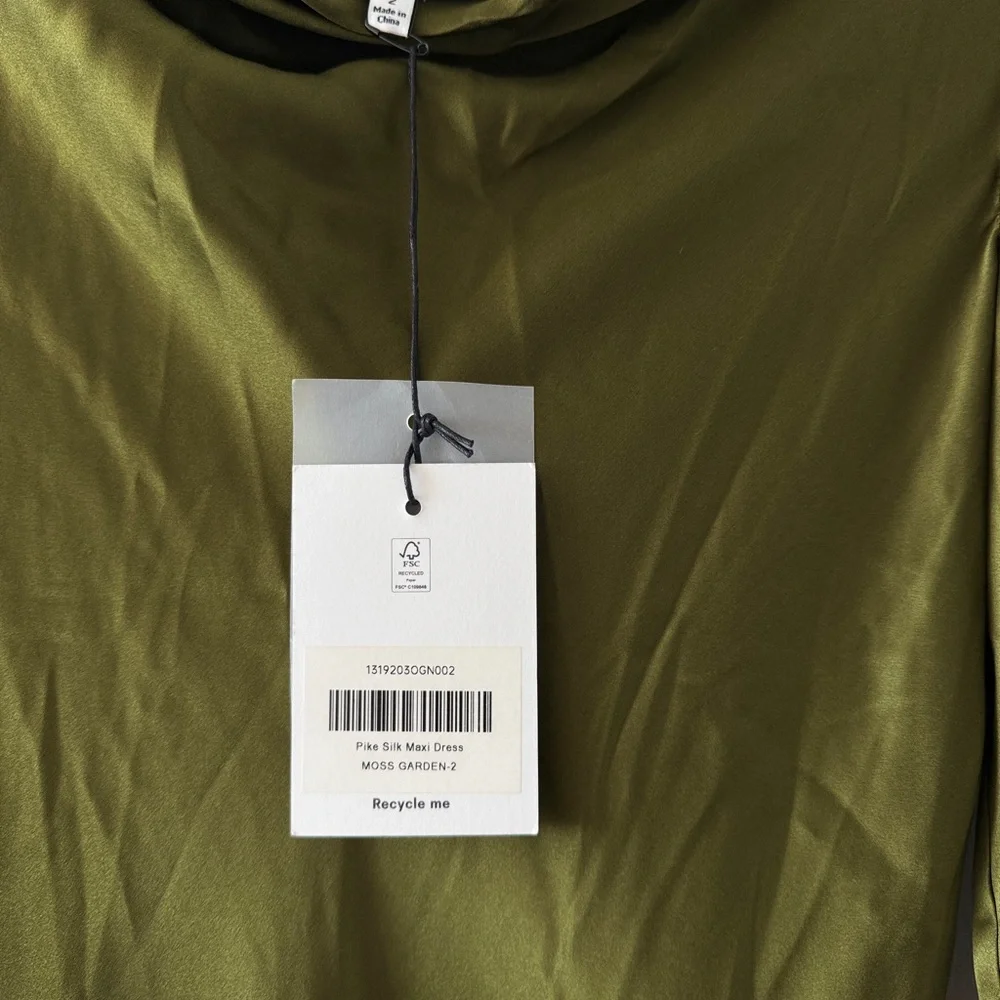 REFORMATION NWT Pike Silk Maxi Dress in Moss - Picture 10 of 14